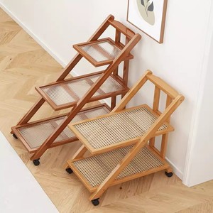Multi-tiered <b>storage</b> shelf, bookshelf, floor-standing multi-functional snack <b>cart</b>, living room clutter, movable side table - Product Image 1