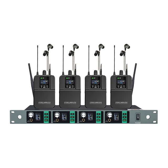 Professional Stage Performance Singer Rehearsal Real-time UHF Wireless In-ear Monitor System with In-ear Monitor Headphones
