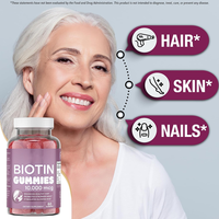Gummies de biotine 10000mcg à marque privée OEM, 60 pièces, saveur fraise, pour la beauté, favorisant la croissance des cheveux, la santé des ongles et de la peau