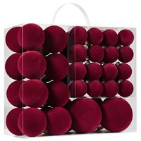 Lot de Boules de Noël en Velours Floqué, Ornements de Luxe Incassables en Plastique pour Décoration de Sapin de Noël et de Maison