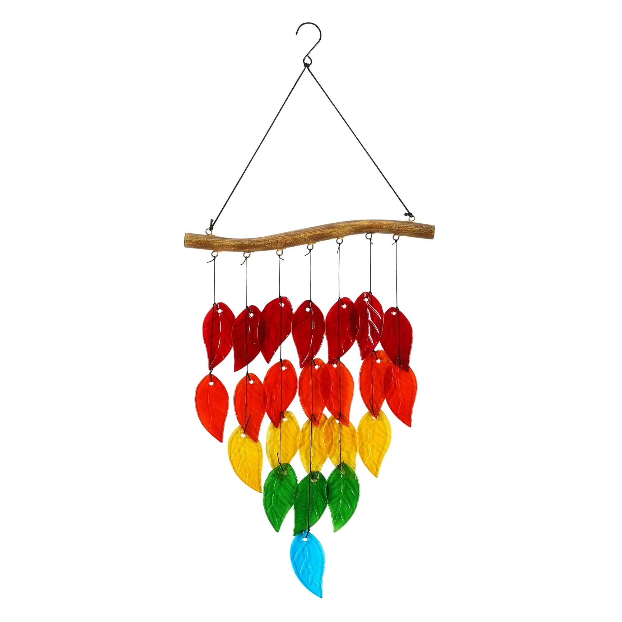 Handmade 28" Leaf Glass Wind Chimes Custom Colorful Resin Crafts Artistic Style For Outdoor And Indoor Home Decor