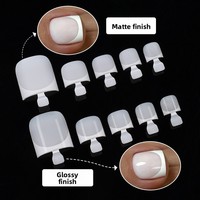Faux ongles d'orteils carrés français en plastique, blanc pur, à pois, pré-dessinés, couvrance totale, 150 pièces, patchs pour ongles d'orteils, manucure estivale