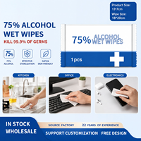 Lingettes humides personnalisables en usine, 1 pièce, 75 % d'alcool, taux de stérilisation de 99,9 %, matériau non tissé, emballage personnalisé, usage quotidien