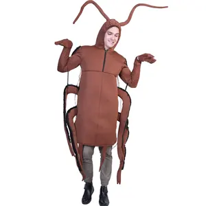 Funny Men's Cockroach Jumpsuit Cosplay Halloween costume for Adult Insect Romper Carnival Party Fancy Dress