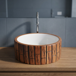 Lavabo de table rond lavabo salle de bain en céramique blanc art épais hôtel lavabo à la main lavabo de table évier pour salle à manger - Product Image 3