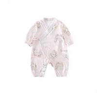 100% Baumwolle Baby-Strampler mit Bindebändern und Hosenträgern Sommer Dünner Stil Nahtloser Einteiler für Neugeborene Schmetterlings-Kleid-Design