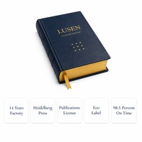 Stampa Personalizzata di Libri OEM ODM, Basso MOQ da 1 Pezzo, Libro con Copertina Rigida in Pelle PU Blu Navy 6 X 9 Pollici con Lamina Dorata