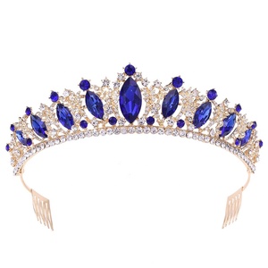 Couronne en strass de mariage, luxueuse et personnalisée, couleur argent et or, faux diamants, pour un spectacle ou un mariage, diadème du monde - Product Image 1