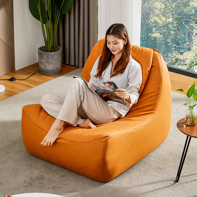 European style living room lazy sofa bean bag leather sofa Foshan furniture leather lounge chair