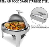 Edelstahl Gas/Elektro 6-Quart Roll-Top Speisenwärmer Rundes Chafing Dish Buffet-Set für Catering in Hotels & Restaurants