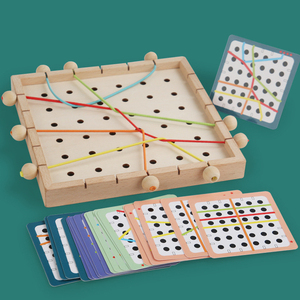 <span class=keywords><strong>Jeu</strong></span> de société éducatif en bois pour enfants, <span class=keywords><strong>jeu</strong></span> de puzzle avec <span class=keywords><strong>corde</strong></span> élastique à enfiler, jouet en bois - Product Image 4
