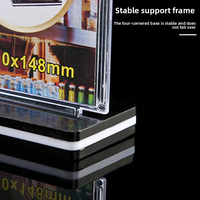 Présentoir de table en acrylique double face transparent pour nom, prix ou publicité, avec support noir