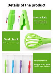 <span class=keywords><strong>Batidor</strong></span> <span class=keywords><strong>manual</strong></span> <span class=keywords><strong>de</strong></span> plástico para cocina y mezclador <span class=keywords><strong>de</strong></span> crema con clip para huevos cocidos, <span class=keywords><strong>batidor</strong></span> <span class=keywords><strong>de</strong></span> alimentos y tijeras para uso diario - Product Image 6