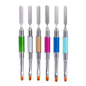 Dual End Acrylic Gel Nail Brush with Pusher UV Polish <b>Builder</b> Brush Multi Function Manicure Nail Care Tool - Product Image 1
