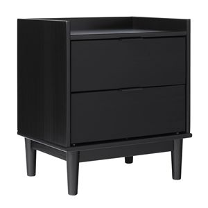 Mesita de Noche Moderna de Mediados de Siglo con 2 Cajones, Madera MDF, Diseño Negro Antiguo para Apartamento, Muebles de Dormitorio, Estilo Nórdico - Product Image 1