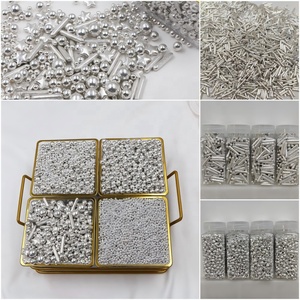 Perles comestibles blanches pour gâteaux, perles de sucre dorées et argentées, bonbons pressés en forme de cœur et d'étoile, décorations de pâtisserie, perles, prix d'usine - Product Image 3