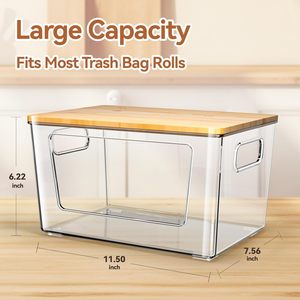 2 Pack Extra Large Rectangular Trash Bag Holder Bamboo Handles Sink Garbage Bag Dispenser for Food <b>Storage</b> Home <b>Organization</b> - Product Image 3