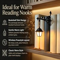 Lanterne de bibliothèque décorative, éclairage d'étagère, 3 pièces, lampe de lecture fantôme en métal, serre-livres d'Halloween, design zen asiatique, pour adultes, jaune