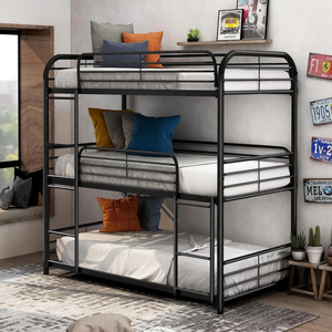 Lits superposés triples en métal de haute qualité pour adultes et enfants, adaptés aux dortoirs, avec trois couchages - Product Image 3
