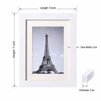 Bingkai Foto MDF Profil 2x2cm Putih 5*7 inci Bingkai Foto Minimalis Elegan Kotak Bayangan 3D untuk Dekorasi Pajangan Meja Rumah