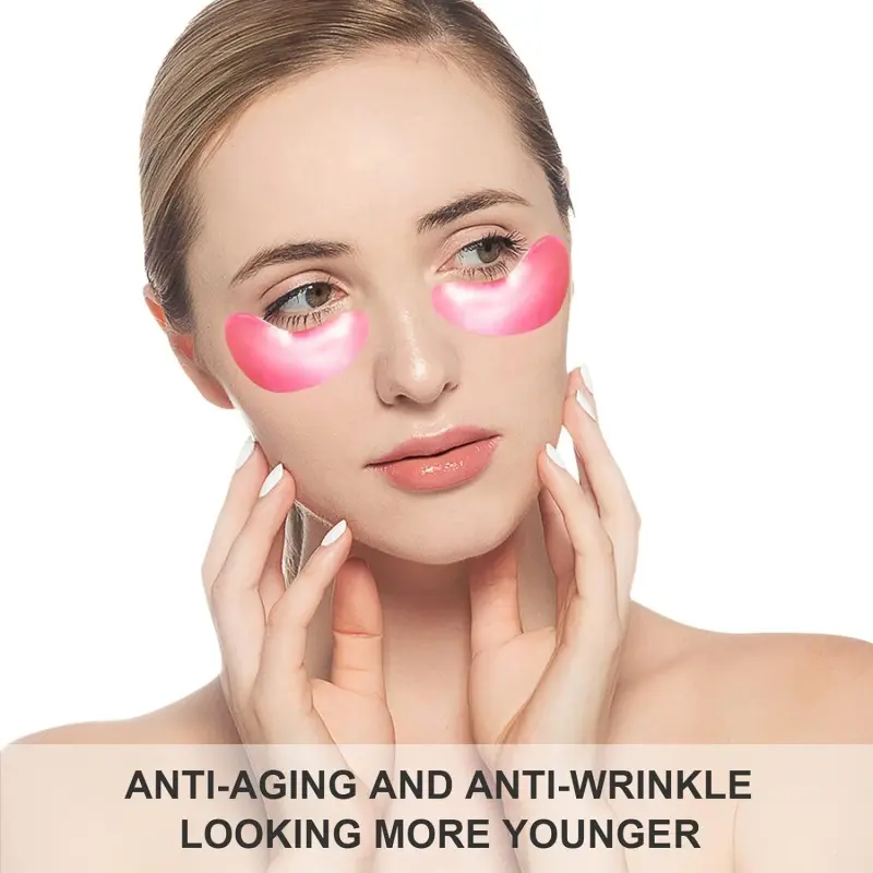 Masker Masker bawah mata, kolagen kristal hidrogel pelembap Label pribadi Masker Mata Gel kustom merah muda
