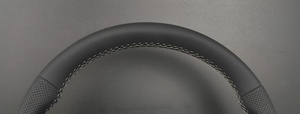 Volant de voiture en cuir noir perforé avec surpiqûres blanches et boutons multifonctions pour Audi <span class=keywords><strong>A3</strong></span>/A6/Q5/Q7 et RS <span class=keywords><strong>Line</strong></span> - Product Image 3