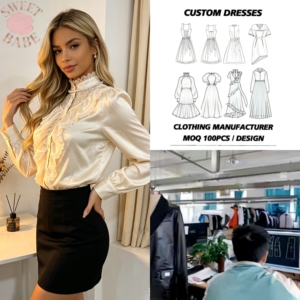 Blusa Elegante Vintage con Cuello Alto, Encaje, Volantes, Manga Larga y Botones, Servicio Personalizado, Ropa de Oficina y Fiesta para Mujer - Product Image 1