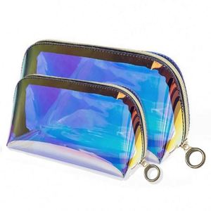 Wholesale Custom Print Logo <b>Clear</b> Transparent Colorful Water Proof Holographic Polyester <b>Travel</b> Makeup Cosmetic <b>Bag</b> - Product Image 6