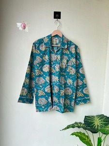 Ensemble de pyjama en coton fait main indien, vêtements de nuit, pyjama en coton doux, imprimé à la main, motif floral jaipuri, vêtements de détente, ensemble de pyjama - Product Image 6