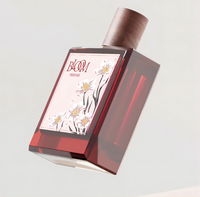 Bouteille de parfum colorée dégradé carré vide personnalisé 30ml 100ml 50ml bouteille de parfum en verre bouchon de pompe bouteille peinte par pulvérisation de soins de la peau