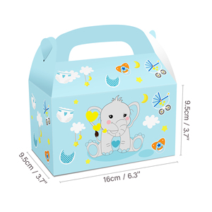 กล่องของขวัญบรรจุภัณฑ์กระดาษแบบกำหนดเองสำหรับขนมไหว้พระจันทร์ ช็อกโกแลต ลูกอม คุกกี้ คัพเค้ก ของปาร์ตี้ช้างสีน้ำเงิน - Product Image 6