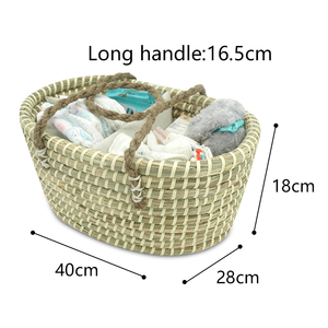 Handmade bé tã giỏ 100% tự nhiên hữu cơ cỏ biển lưu trữ Organizer tã Caddy - Product Image 3