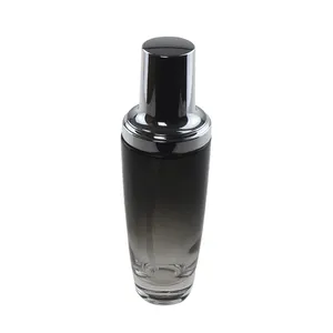 30ml Empty Glass Pump Bottles in Black, 1oz Cosmetic Glass Bottle Packaging with Lotion Pump wholesale