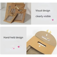 Sac en papier kraft brun personnalisé en usine avec fenêtre et poignée Stand up Craft Solid Bow Portable Flip Package pour gâteau bonbons cadeau