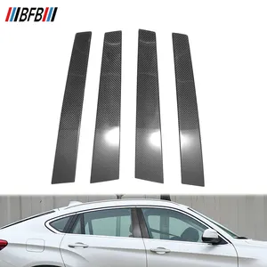 BFB 탄소 섬유 외부 트림 창 B 중앙 기둥 트림 커버 트림 스틱 온 핏에 BMW X 시리즈 X5 X6 F15 F16 2014 +