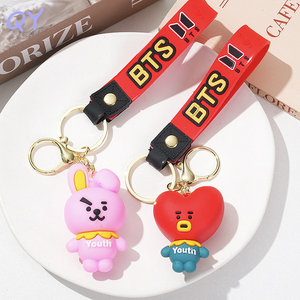 QY K-pop Keychain Silicone Gel Plastic Idol Bag <b>Charm</b> Metal Ring <b>Keyring</b> With Wrist Strap pendant accessory - Product Image 4
