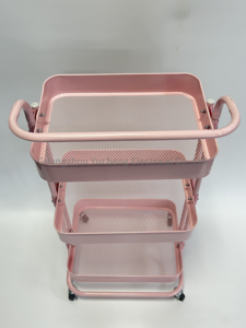 Chariot de salon de beauté rose, équipement de salon de beauté, chariot de salon de beauté en métal avec roulettes pour spa - Product Image 6