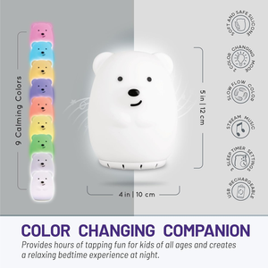 Haut-parleur LED RGB en forme d'ours, rechargeable, avec musique, bruit blanc, robot pour bébé, <span class=keywords><strong>lecteur</strong></span> <span class=keywords><strong>audio</strong></span> à pince, sans fil, batterie 500 mAh - Product Image 4