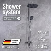 Ensemble de douche haut de gamme de style hôtelier en laiton massif doré brossé avec grande étagère et pommeau de douche pressurisé doux pour appartement et usage extérieur
