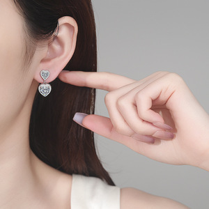 ต่างหูเพชรโมอิสรูปหัวใจคู่ขนาด5กะรัตลายหัวใจประดับ925สินค้ามาใหม่ต่างหูทรงหยดน้ำเพชรโมอิสซาไนต์คุณภาพสูงสำหรับผู้หญิงมาใหม่ - Product Image 5