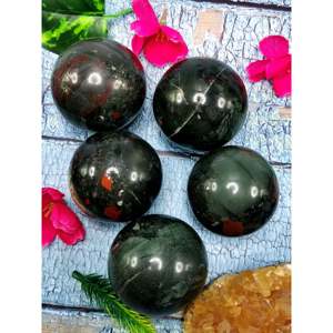 Bloodstone Jasper stone <b>sphere</b>/ball - Energy/Reiki/<b>Crystal</b> Healing - 2 inch diameter and 230 gms (0.51 lb) -ONE PIECE ONLY - Product Image 1