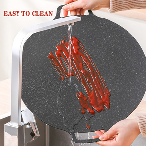 Multiple <strong>Thickness</strong> Hot Sale NonStick Korean Barbecue BBQ Griddle Plate Round Cast Iron <strong>Grill</strong> <strong>Pan</strong> Baking Sheet With Double Handle - Product Image 4