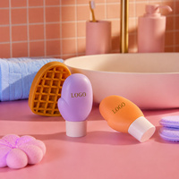 Flacon souple vide de 60 ml, mini, portable, personnalisable avec logo, en forme de gant, rose, en PP/HDPE, pour crème solaire et crème pour enfants
