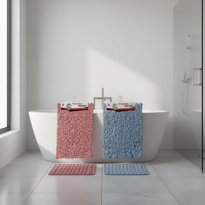 Tapis de bain antidérapants 40*80CM, pack mixte, en PVC, pour salle de bain, design minimaliste à motif uni - Product Image 3