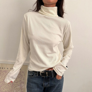 Chemises de base décontractées à manches longues pour femmes, <span class=keywords><strong>col</strong></span> <span class=keywords><strong>roulé</strong></span>, hauts en tricot côtelé - Product Image 4
