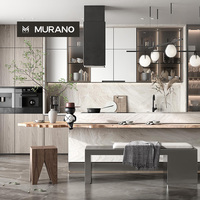 Cuisine modulaire sur mesure pour toute la maison avec îlot, ensemble d'armoires de cuisine sans poignées pour projet clé en main
