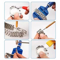 147 pièces montre outils ouvre dissolvant ressort barre réparation levier tournevis horloge réparation outil Kit horloger outils étui rigide OEM
