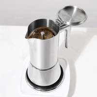 Ensemble de 3 cafetières Moka Tenrey de style italien, en acier inoxydable 304, avec tasses à double paroi