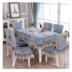 Wholesale Modern Square Luxury Customize Washed Dining Embroidered European Elegant Rectangle Lace Chair Cloth And Table Covers