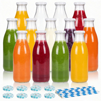 Bouteille en verre sodocalcique haute transparence personnalisée 200ml/250ml/500ml/1000ml avec bouchon, couleur et logo personnalisés pour lait/jus/boissons
